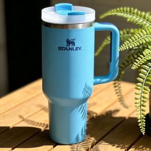 stanley flowstate lid tumbler, 40oz capacity for hot and cold drinks (blue)