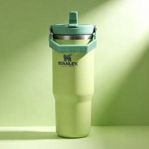 stanley 30oz light green tumbler insulated cup with handle, durable design light green