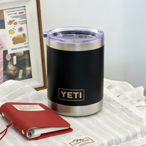 10oz yeti lowball premium vacuum insulated stainless steel, ideal for camping/home use,black