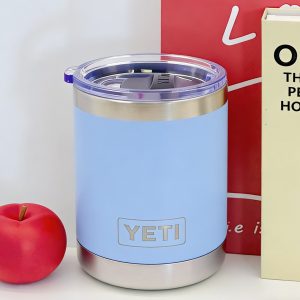 yeti rambler 10oz lowball vacuum insulated for hot/cold drinks, magslider lid & stackable design,light blue