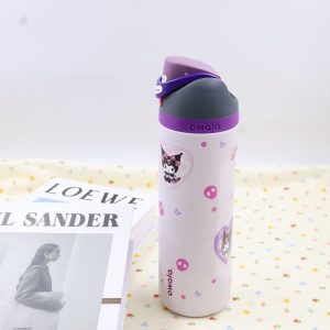 owala 24oz tumbler with straw vacuum insulated stainless steel, leakproof water bottle, portable for commute, gym, office，white purple