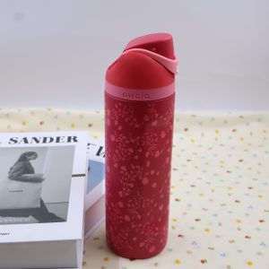 owala stainless steel bottle 24oz with lid handle, vacuum insulated travel mug, floral pattern gift for women teens, gym commute hiking water cup