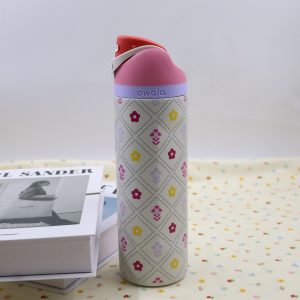 owala 24oz floral insulated water bottle leakproof portable tumbler with built in straw, double wall vacuum flask for daily use