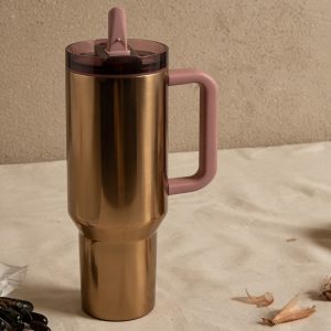 stanley rose gold tumbler, purple stanley logo, 40oz large capacity, double wall vacuum insulation, perfect gift idea (copy)
