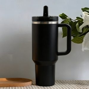 reusable tumbler 3rd gen leakproof travel mug, fits most cup holders, insulated, 40 oz, black
